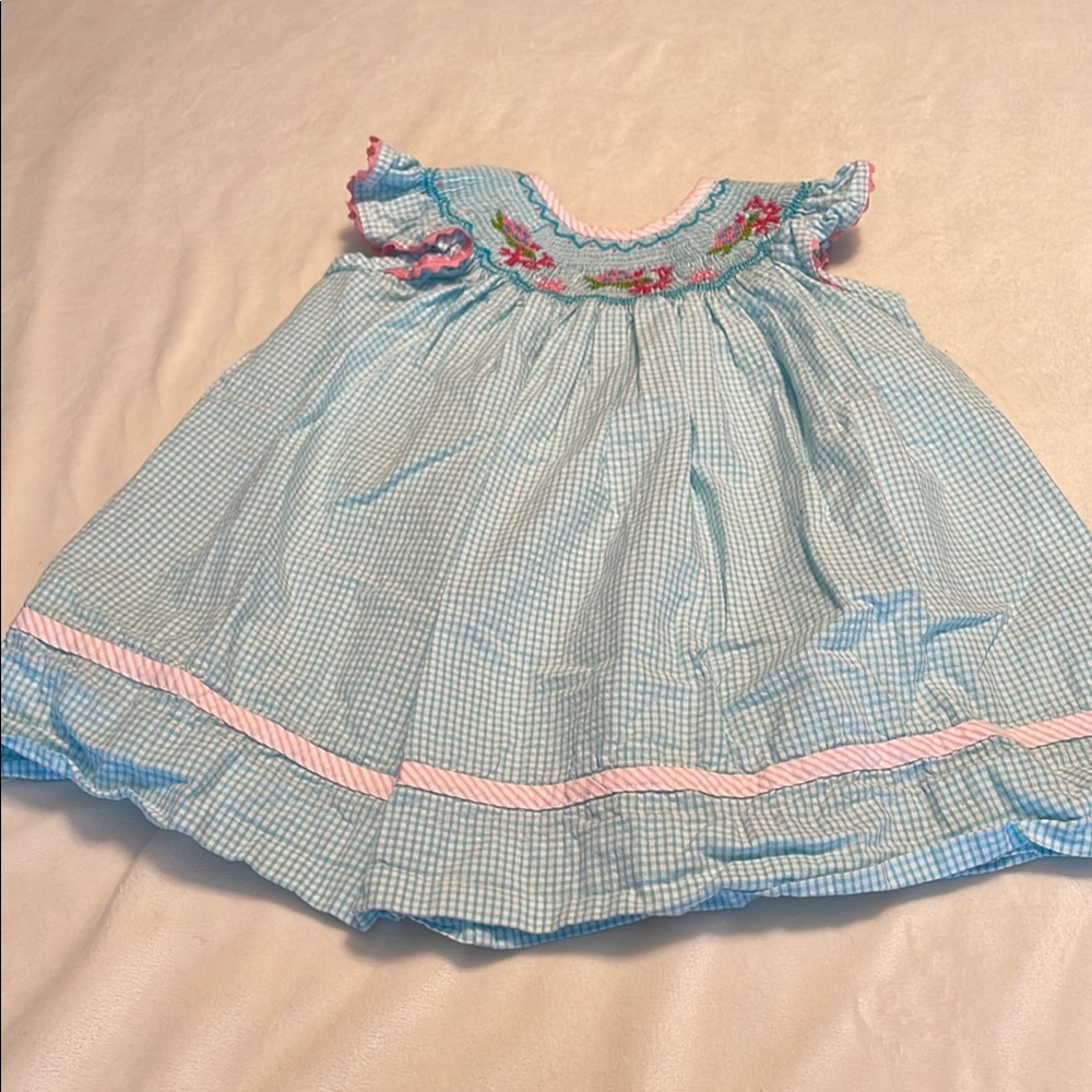 Charming Gingham Dress with Floral Embroidery